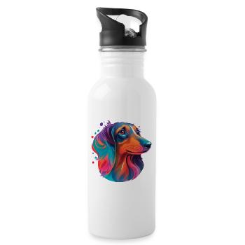 Dachshund Dackel Hund Hunde Hundeliebe Haustier - Trinkflasche mit integriertem Trinkhalm - Weiß - Rechts