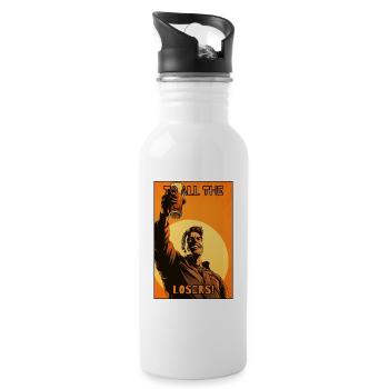 Ein Hoch auf alle Verlierer - Trinkflasche mit integriertem Trinkhalm - Weiß - Rechts