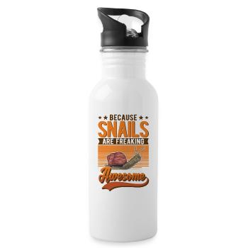 Schnecke Geschenk Weinbergschnecke - Trinkflasche mit integriertem Trinkhalm - Weiß - Rechts