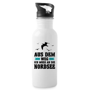 Nordsee Meer Möwe Möwen Urlaub Norden See Geschenk - Trinkflasche mit integriertem Trinkhalm - Weiß - Rechts