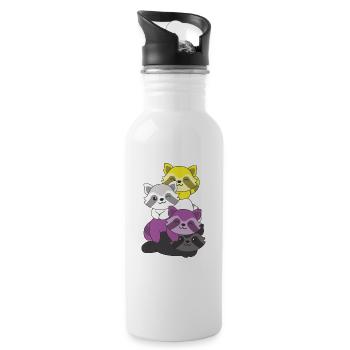Nonbinary Flag Pride LGBTQ Mignon Raccoon Stack - Gourde avec paille intégrée - blanc - Droite