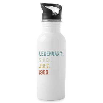 60 Geburtstag 60 Jahre Legendär seit Juli 1963 - Trinkflasche mit integriertem Trinkhalm - Weiß - Rechts