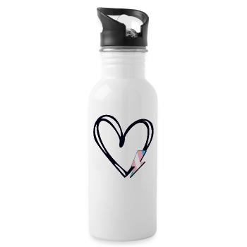 Subtle Trans Pride Proud Ally Pride Month - Water bottle with straw - white - Right