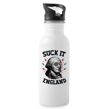 Suck It Angleterre 4 juillet Hommes Patriotique George - Gourde avec paille intégrée - blanc - Droite