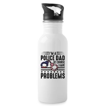 Polizei Polizist Polizeibeamte - Trinkflasche mit integriertem Trinkhalm - Weiß - Rechts