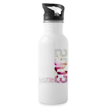 23. GEBURTSTAG 23 JAHRE LIMITED EDITION 2003 - Trinkflasche mit integriertem Trinkhalm - Weiß - Rechts
