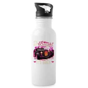 Hot Rod, Not Bought Built, Retro Muscle Car Womens - Water bottle with straw - white - Right