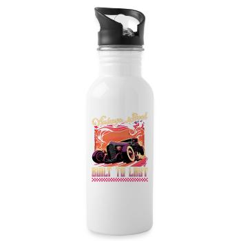Hot Rod, Vintage Steel, Retro Muscle Car Womens - Water bottle with straw - white - Right