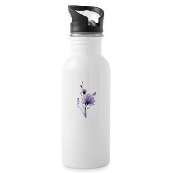 Sommerblumen, Japanische Kunst Summer Flowers - Trinkflasche mit integriertem Trinkhalm - Weiß - Rechts