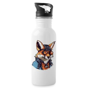Zako der Fuchs - Trinkflasche mit integriertem Trinkhalm - Weiß - Rechts