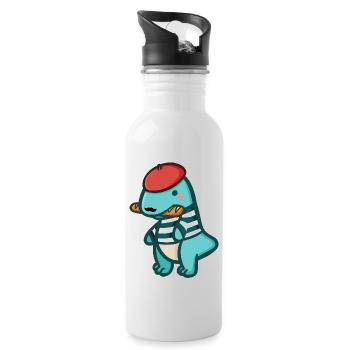 hugadino dino embrace, cute dinosaur - Water bottle with straw - white - Right