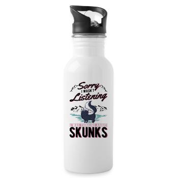 Stinktier Geschenk - Trinkflasche mit integriertem Trinkhalm - Weiß - Rechts