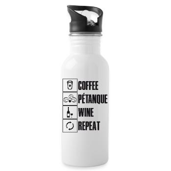 Café pétanque vin ripeat dicton pour bouler - Gourde avec paille intégrée - blanc - Droite