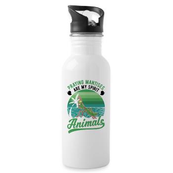 Gottesanbeterin Spirit Animal Fangschrecke - Trinkflasche mit integriertem Trinkhalm - Weiß - Rechts