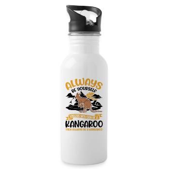Always be yourself Kangaroo Australien Känguru - Trinkflasche mit integriertem Trinkhalm - Weiß - Rechts