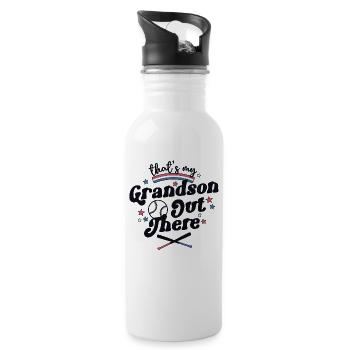 Das ist mein Enkel da draußen Shirt Retro Baseball - Trinkflasche mit integriertem Trinkhalm - Weiß - Rechts