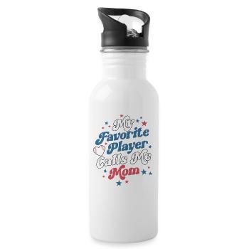 Baseball Mama Mutter Retro Mein Lieblingsspieler - Trinkflasche mit integriertem Trinkhalm - Weiß - Rechts