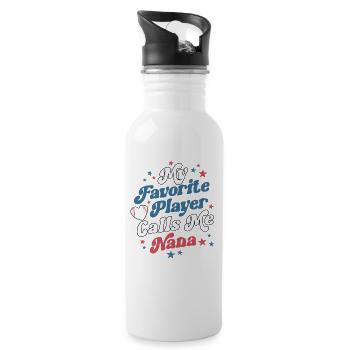 Baseball Nana Retro Grandma My Favorite Player - Water bottle with straw - white - Right