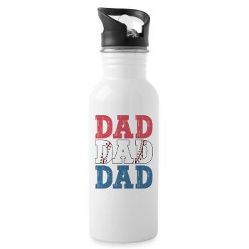 Baseball Dad Shirt Retro Vatertag Vintage - Trinkflasche mit integriertem Trinkhalm - Weiß - Rechts