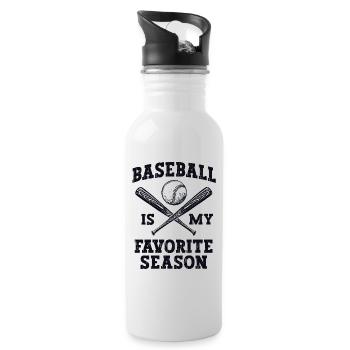 Baseball ist meine Lieblingsjahreszeit, der Vatertag - Trinkflasche mit integriertem Trinkhalm - Weiß - Rechts
