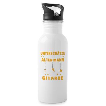 Unterschätze Alten Mann Gitarre - Trinkflasche mit integriertem Trinkhalm - Weiß - Rechts