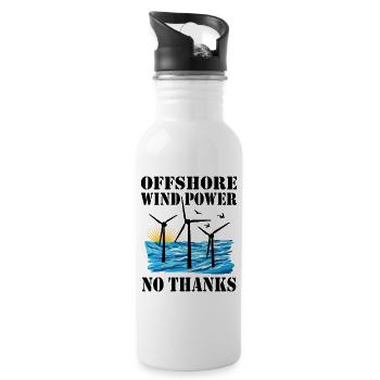 Offshore Windenergie Nein Danke - Trinkflasche mit integriertem Trinkhalm - Weiß - Rechts
