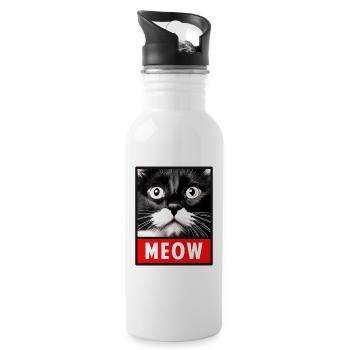 MEOW Meow Mignon Visage de chat - Gourde avec paille intégrée - blanc - Droite