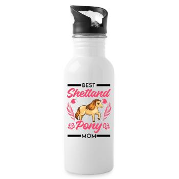 Beste Shetland Pony Mama - Trinkflasche mit integriertem Trinkhalm - Weiß - Rechts