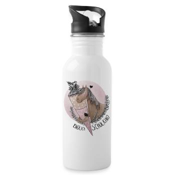 Endlich Schulkind Pferd mit Schultüte - Trinkflasche mit integriertem Trinkhalm - Weiß - Rechts