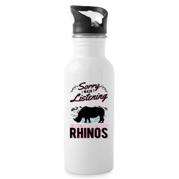 Rhino Gift Rhino Rhinoceros - Water bottle with straw - white - Right