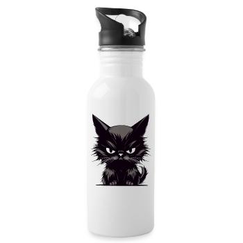Cats Annoyed Cat Evil House Tiger - Water bottle with straw - white - Right