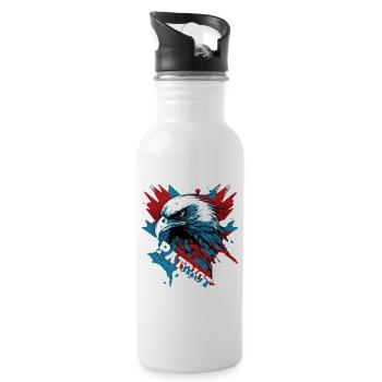 Patriotic eagle with lettering - Water bottle with straw - white - Right