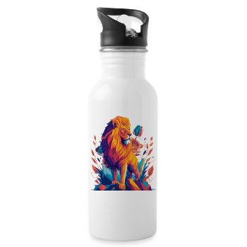 Majestic Lion Polygon - Water bottle with straw - white - Right