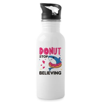 Süßer Hai lustige Tiere in Donut pink - Trinkflasche mit integriertem Trinkhalm - Weiß - Rechts
