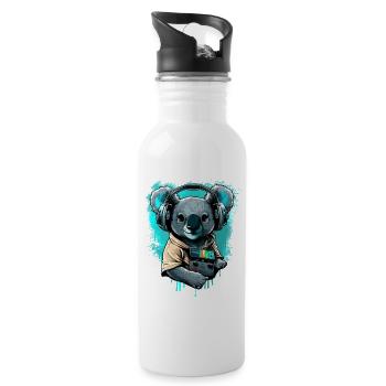 koala with headphones and Walkman - Water bottle with straw - white - Right