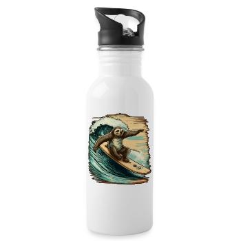 Le surf paresseux s’amuse dans les vagues - Gourde avec paille intégrée - blanc - Droite