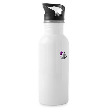 Pocket Cat Asexual Pride Month Minimalist Subtle - Water bottle with straw - white - Right