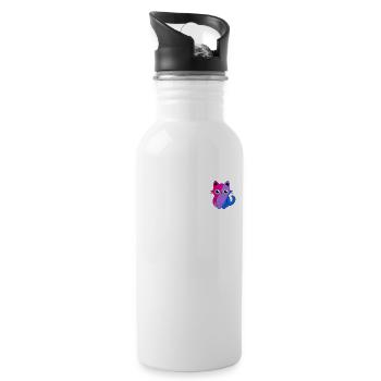 Subtle Bi Pride Kawaii Cat Minimalist Bisexual - Water bottle with straw - white - Right
