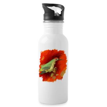 Geschenk in Rot und Grün, toll, hochwertig - Trinkflasche mit integriertem Trinkhalm - Weiß - Rechts