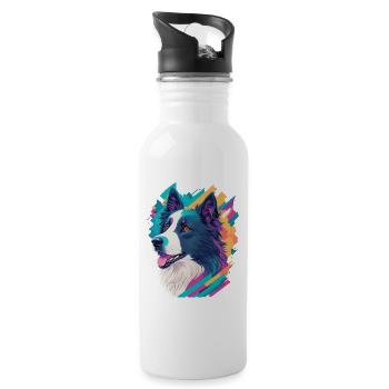 Border Collie Dogs Love Dog Pet Design - Gourde avec paille intégrée - blanc - Droite