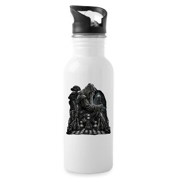 Chess master in the game - Water bottle with straw - white - Right