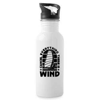 Cancel Everything There Surfing Windsurfing Lover - Water bottle with straw - white - Right