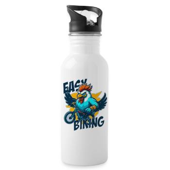 Coq avec vélo et lettrage - Gourde avec paille intégrée - blanc - Droite