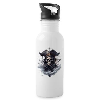 Pirate Skull Jolly Roger Costume Cadeau - Gourde avec paille intégrée - blanc - Droite