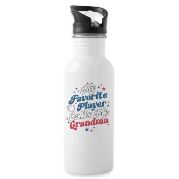 Mein Lieblingsspieler nennt mich Oma Retro - Trinkflasche mit integriertem Trinkhalm - Weiß - Rechts