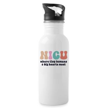 NICU Nurse Retro Neonatal Intensive Care ICU Tiny - Water bottle with straw - white - Right