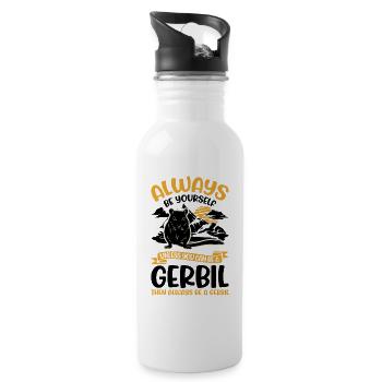 Gerbil Geschenk Rennratte Rennmaus - Trinkflasche mit integriertem Trinkhalm - Weiß - Rechts