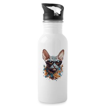 Design élégant de chat Sphinx pour l’amour du chat - Gourde avec paille intégrée - blanc - Droite