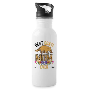 Best coati mom - Water bottle with straw - white - Right