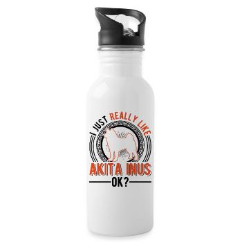 I just like Akita Inus - Water bottle with straw - white - Right